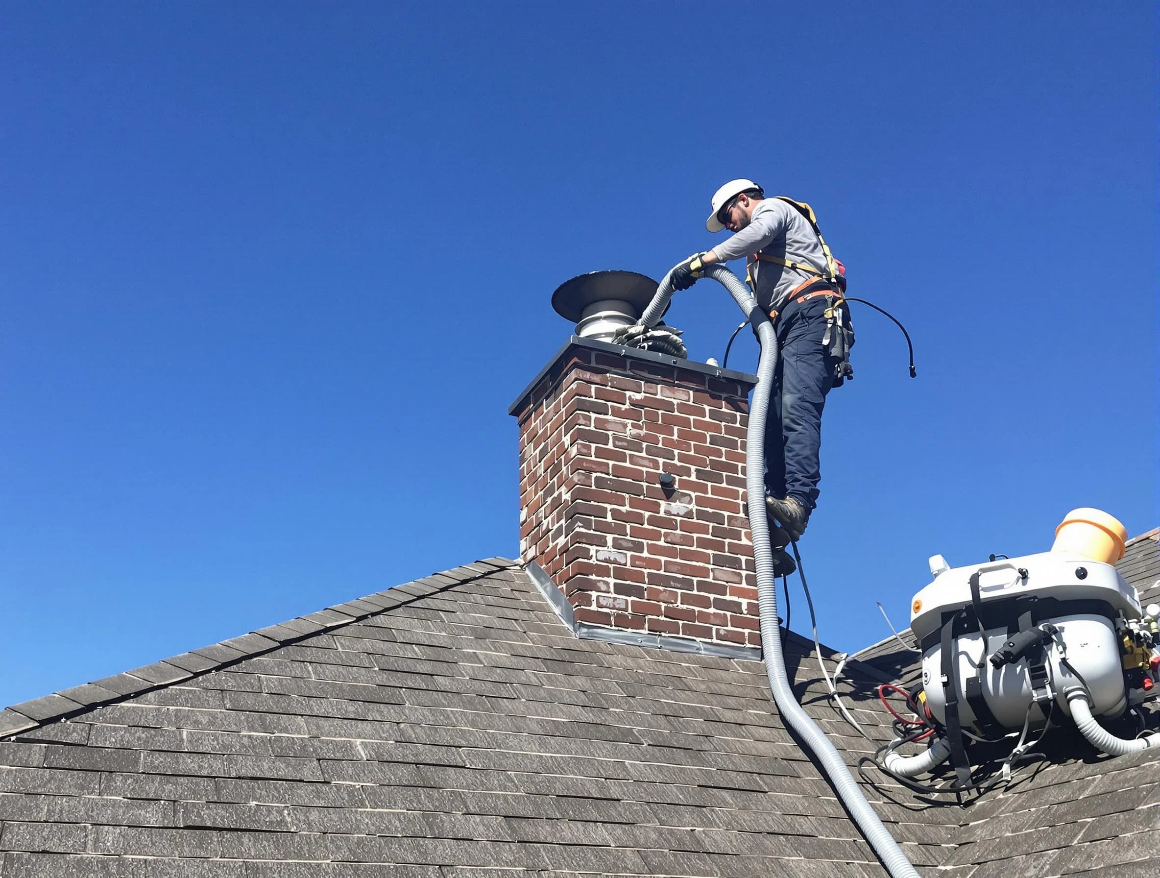 Dedicated Superior Chimney Sweep team member cleaning a chimney in Superior, CO