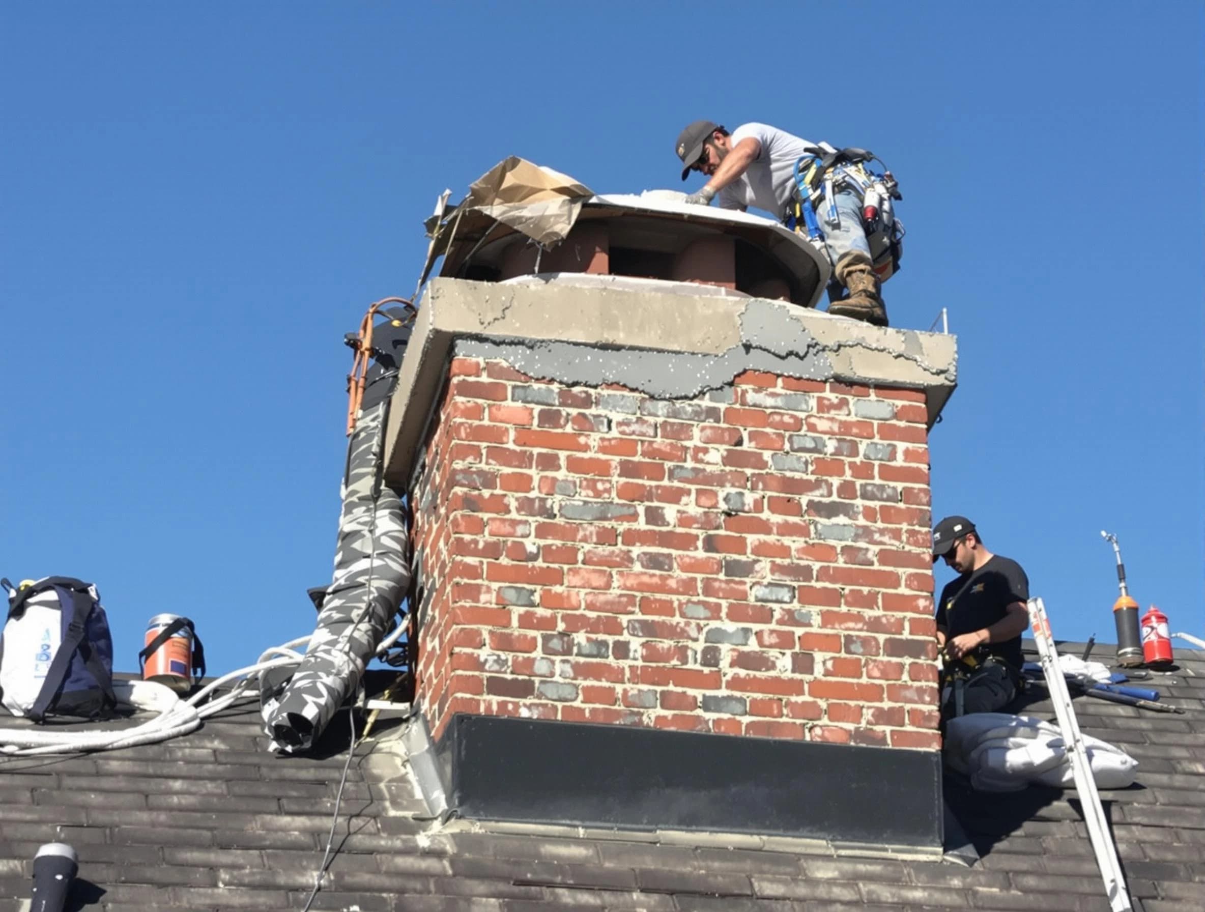 Superior Chimney Sweep installing a custom chimney crown in Superior, CO