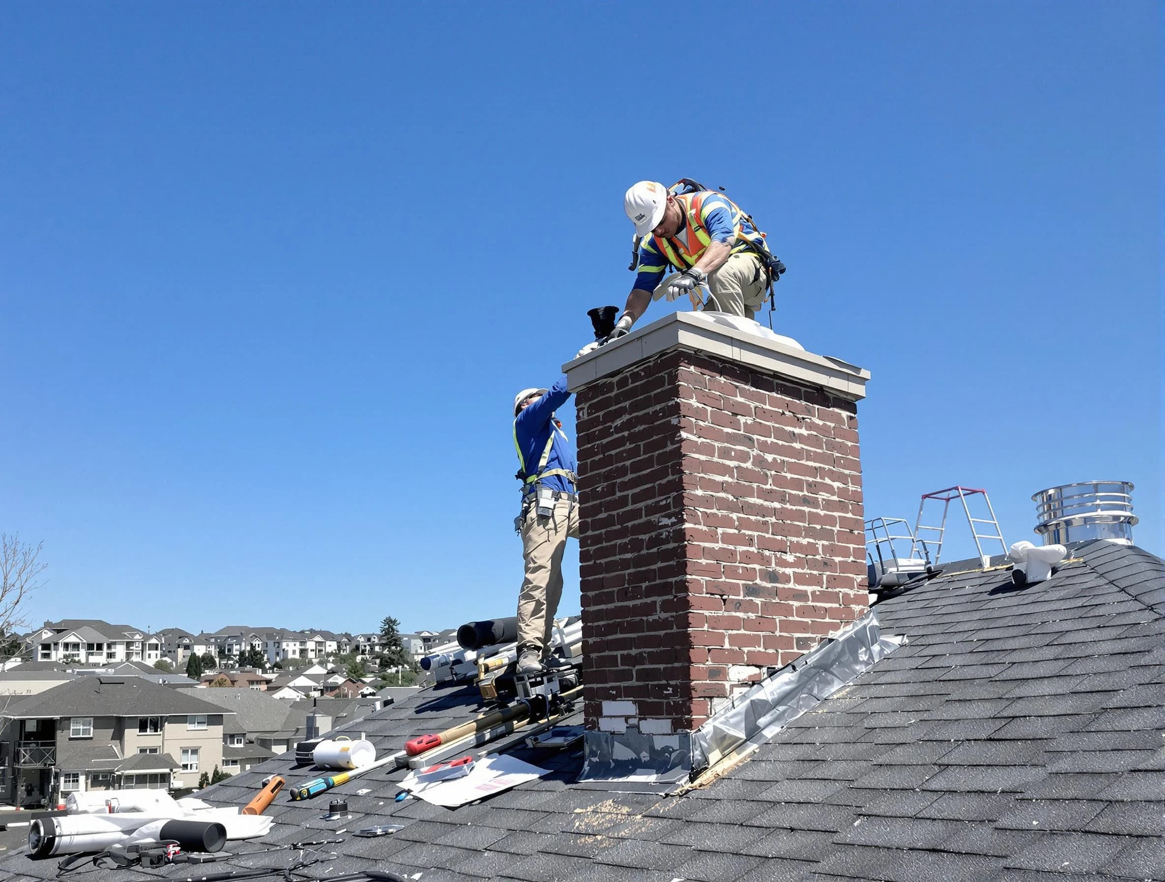 Superior Chimney Sweep repairing a chimney crown in Superior, CO