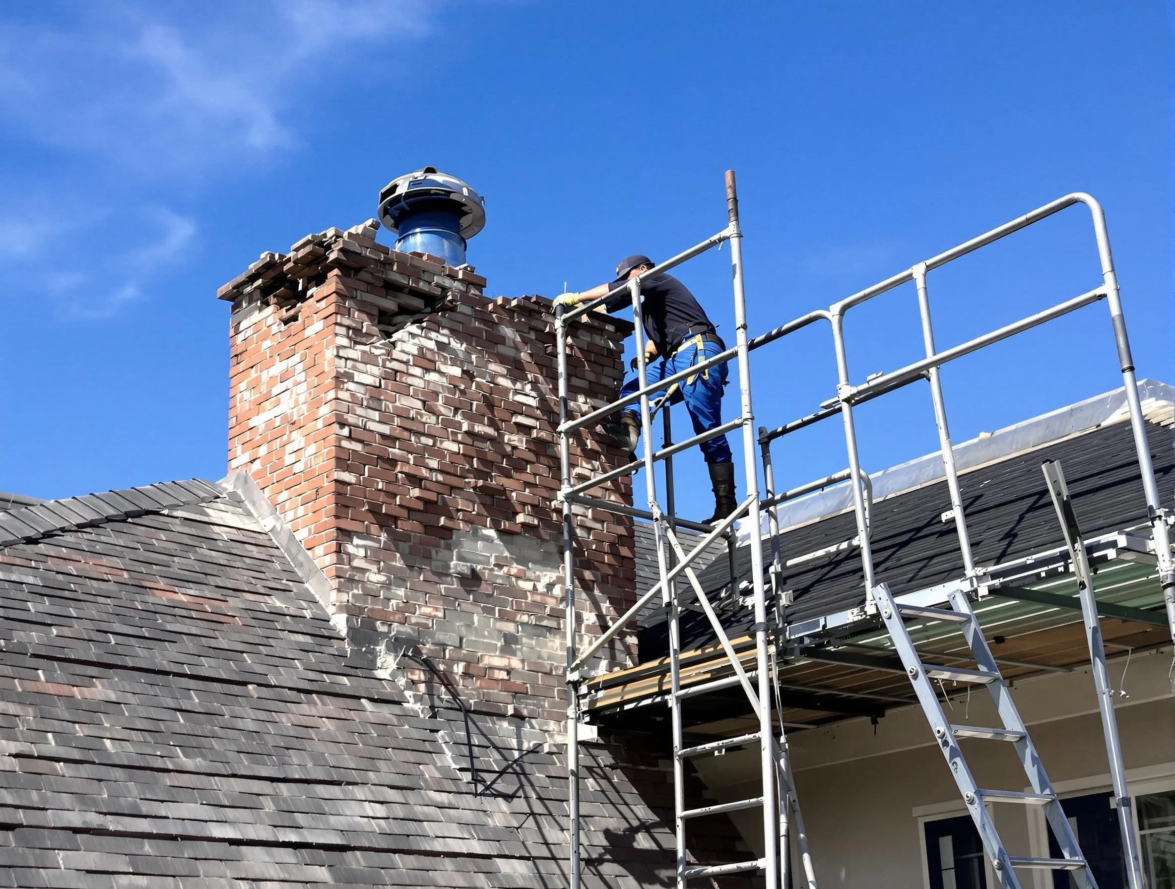 Rebuilding a chimney structure by Superior Chimney Sweep in Superior, CO