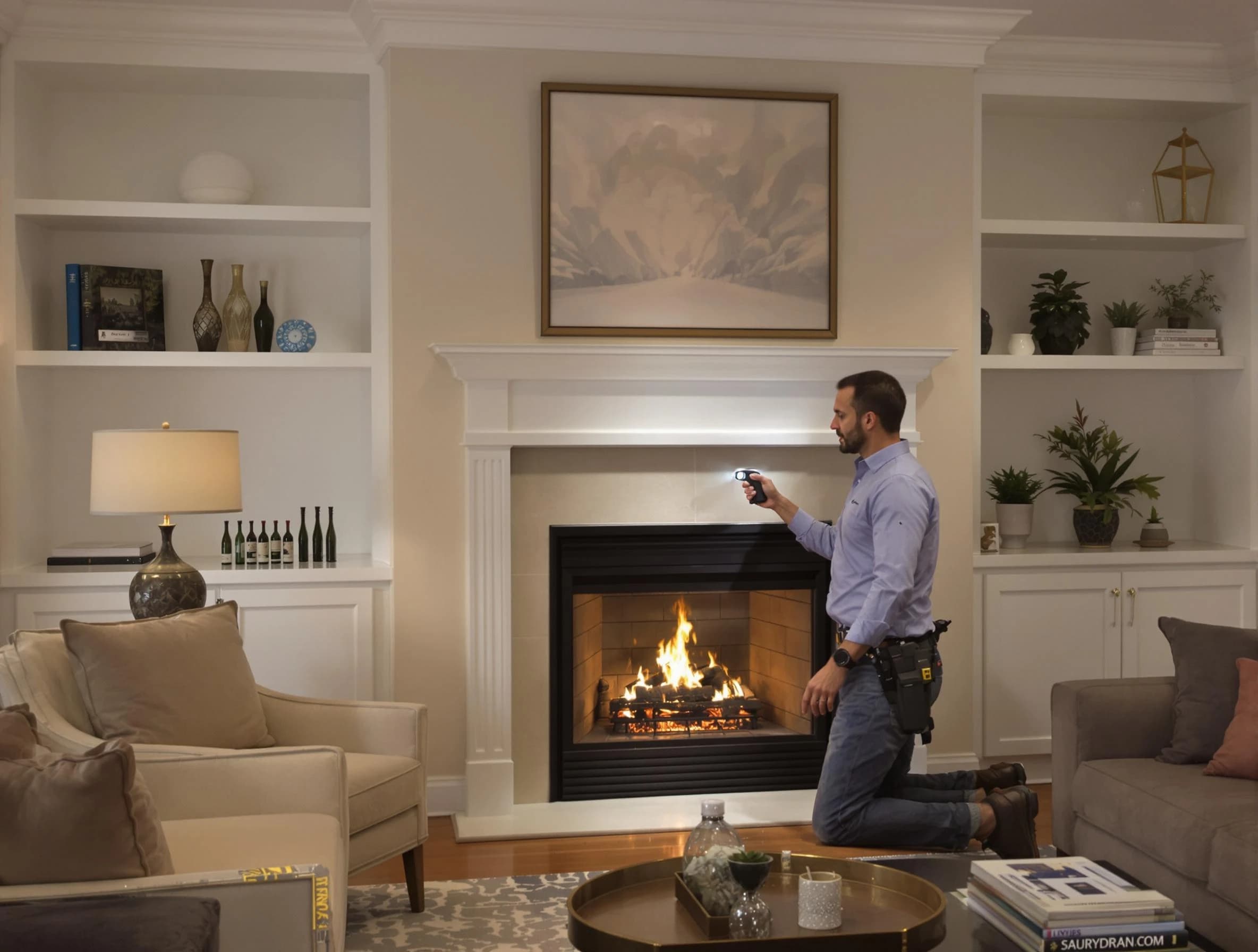 Superior Chimney Sweep conducting a fireplace safety inspection in Superior, CO