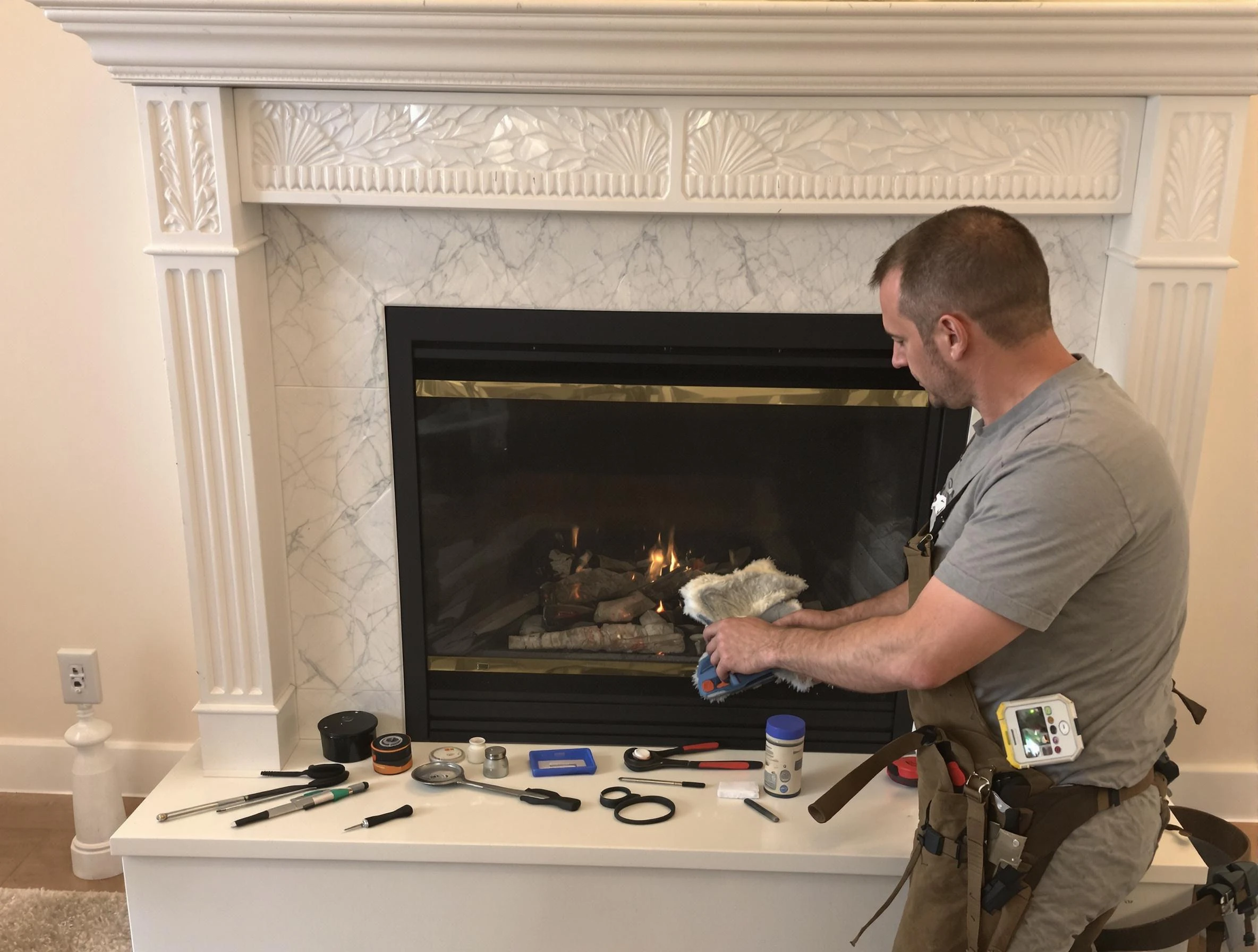 Superior Chimney Sweep performing fireplace maintenance in Superior, CO
